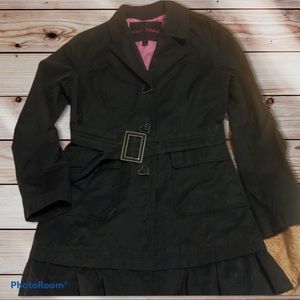 Betsy Johnson Ruffled Belted Trench, Pink Lining L